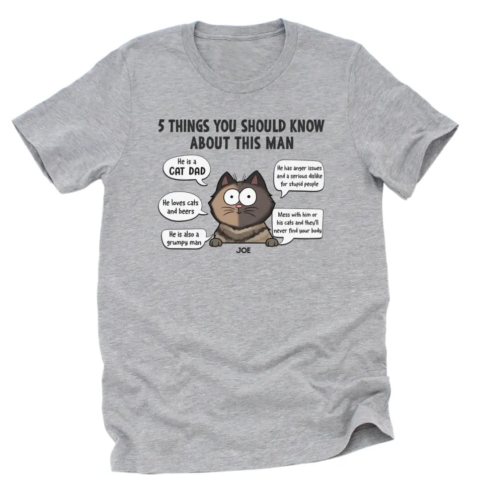 T-Shirt-5 Things You Should Know - Personalized Unisex T-Shirt for Cat Dads | Gift for Cat Dads | Pet Lover T-Shirt-Unisex T-Shirt-Athletic Heather-JackNRoy