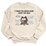 Sweatshirt-5 Things You Should Know - Personalized Unisex Sweatshirt for Cat Dads | Gift for Cat Dads | Pet Lover Sweatshirt-Unisex Sweatshirt-Sand-JackNRoy