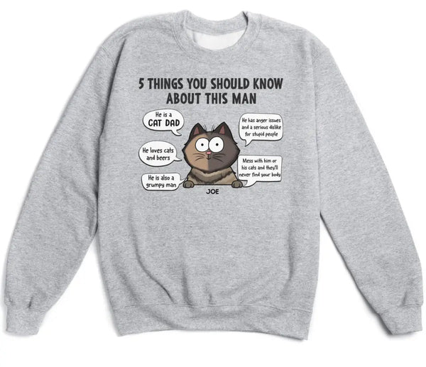 Sweatshirt-5 Things You Should Know - Personalized Unisex Sweatshirt for Cat Dads | Gift for Cat Dads | Pet Lover Sweatshirt-Unisex Sweatshirt-Sport Grey-JackNRoy