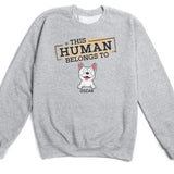 Sweatshirt-This Human Belongs To - Personalized Unisex Sweatshirt for Pet Lovers | Personalized Gift-Unisex Sweatshirt-Sport Grey-JackNRoy