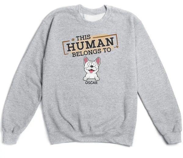 Sweatshirt-This Human Belongs To - Personalized Unisex Sweatshirt for Pet Lovers | Personalized Gift-Unisex Sweatshirt-Sport Grey-JackNRoy