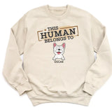 Sweatshirt-This Human Belongs To - Personalized Unisex Sweatshirt for Pet Lovers | Personalized Gift-Unisex Sweatshirt-Sand-JackNRoy