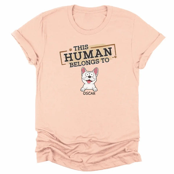 Sweatshirt-This Human Belongs To - Personalized Unisex Sweatshirt for Pet Lovers | Personalized Gift-Unisex T-Shirt-Heather Peach-JackNRoy