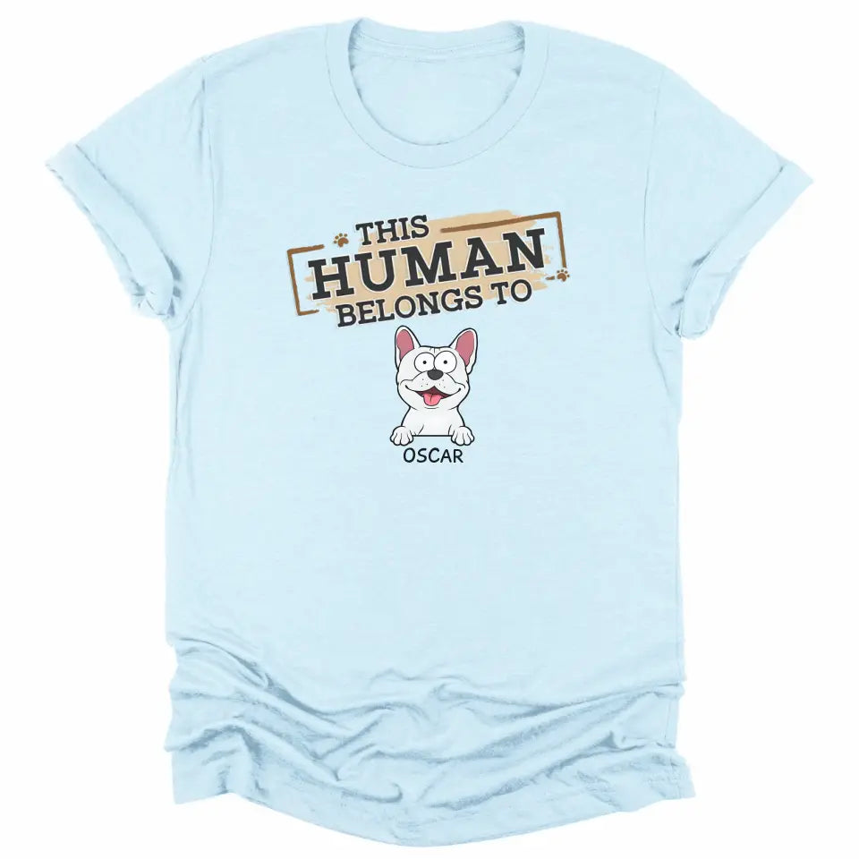 Sweatshirt-This Human Belongs To - Personalized Unisex Sweatshirt for Pet Lovers | Personalized Gift-Unisex T-Shirt-Heather Ice Blue-JackNRoy