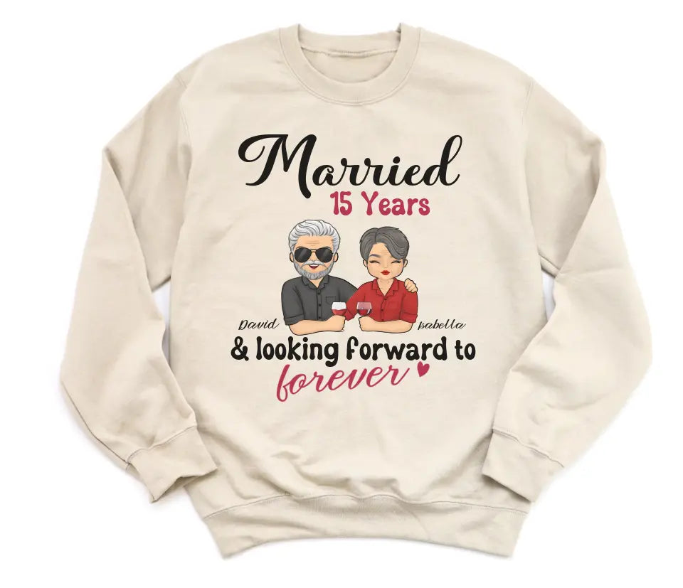 Sweatshirt-Looking Forward to Forever - Personalized Unisex Sweatshirt for Couples | Couple Gifts-Unisex Sweatshirt-Sand-JackNRoy