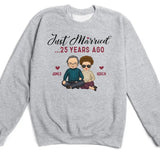 Sweatshirt-Just Married... Years Ago - Personalized Unisex Sweatshirt for Couples | Funny Couple Sweatshirt-Unisex Sweatshirt-Sport Grey-JackNRoy