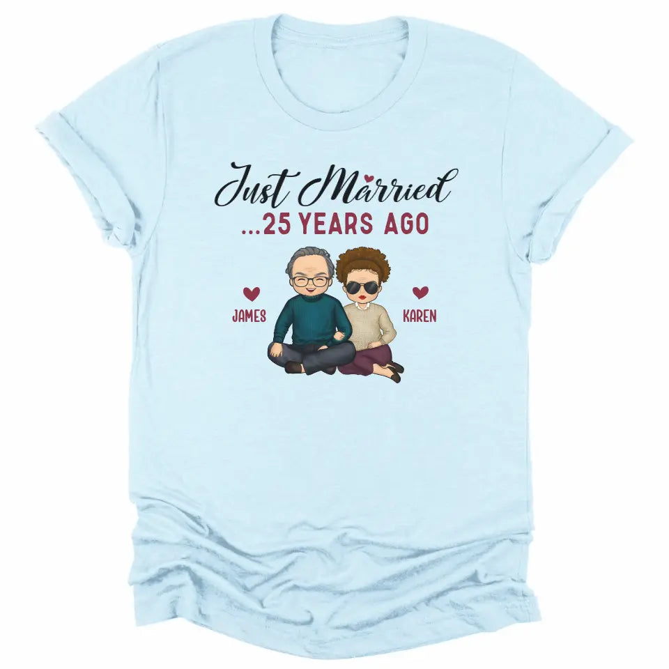 Sweatshirt-Just Married... Years Ago - Personalized Unisex Sweatshirt for Couples | Funny Couple Sweatshirt-Unisex T-Shirt-Heather Ice Blue-JackNRoy