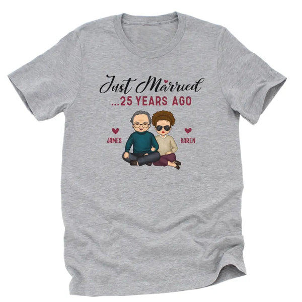 Sweatshirt-Just Married... Years Ago - Personalized Unisex Sweatshirt for Couples | Funny Couple Sweatshirt-Unisex T-Shirt-Athletic Heather-JackNRoy