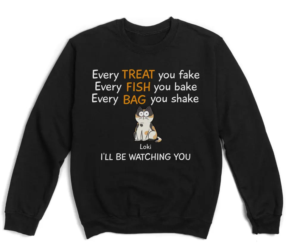 Sweatshirt-I'll be Watching You - Personalized Unisex Sweatshirt for Cat Lovers | Cat Lover Gift | Personalized Gift-Unisex Sweatshirt-Black-JackNRoy