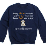 Sweatshirt-I'll be Watching You - Personalized Unisex Sweatshirt for Cat Lovers | Cat Lover Gift | Personalized Gift-Unisex Sweatshirt-Navy-JackNRoy