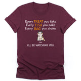 T-Shirt-I'll be Watching You - Personalized Unisex T-Shirt for Cat Lovers | Cat Lover Gift | Personalized Gift-Unisex T-Shirt-Maroon-JackNRoy