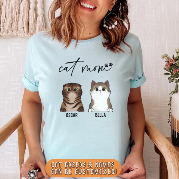 T-Shirt-Cat Mom - Personalized Unisex T-Shirt for Cat Moms | Pet Lover Shirt | Cat Mom Gift-JackNRoy