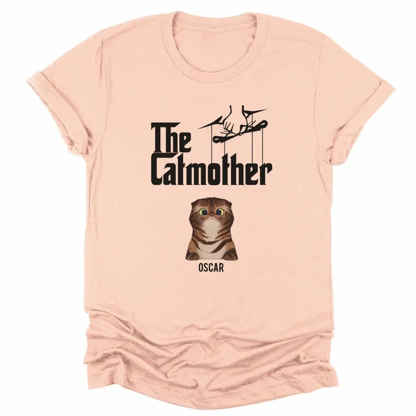 Shirts & Tops-The Catmother - Personalized Unisex T-Shirt for Cat Moms | Cat Lover Shirt | Cat Mom Gift-Unisex T-Shirt-Heather Peach-JackNRoy