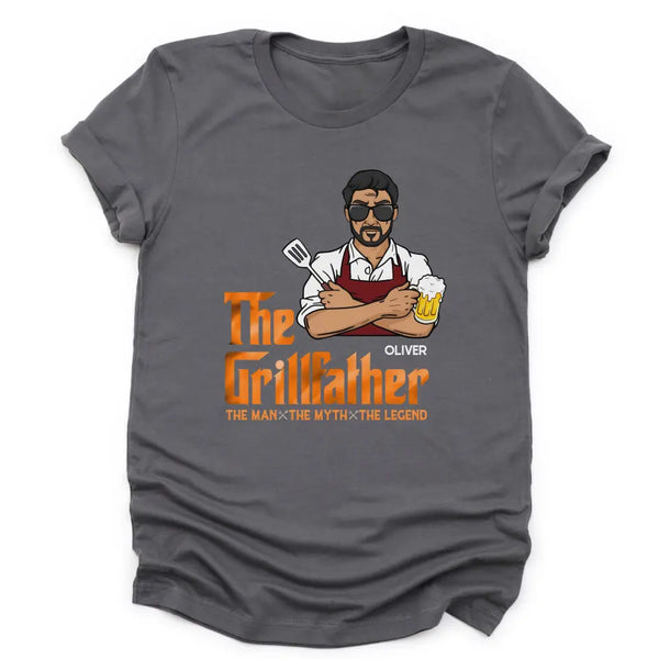 T-Shirt-The Grillfather - Personalized Unisex T-Shirt For Men | Barbeque Lover Shirt | Gift For Him-Unisex T-Shirt-Asphalt-JackNRoy