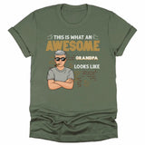 T-Shirt-Awesome Dad/Grandpa - Personalized Unisex T-Shirt for Men | Grandpa Gift | Dad Shirt-Unisex T-Shirt-Military Green-JackNRoy