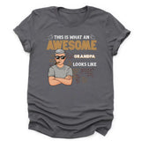 T-Shirt-Awesome Dad/Grandpa - Personalized Unisex T-Shirt for Men | Grandpa Gift | Dad Shirt-Unisex T-Shirt-Asphalt-JackNRoy