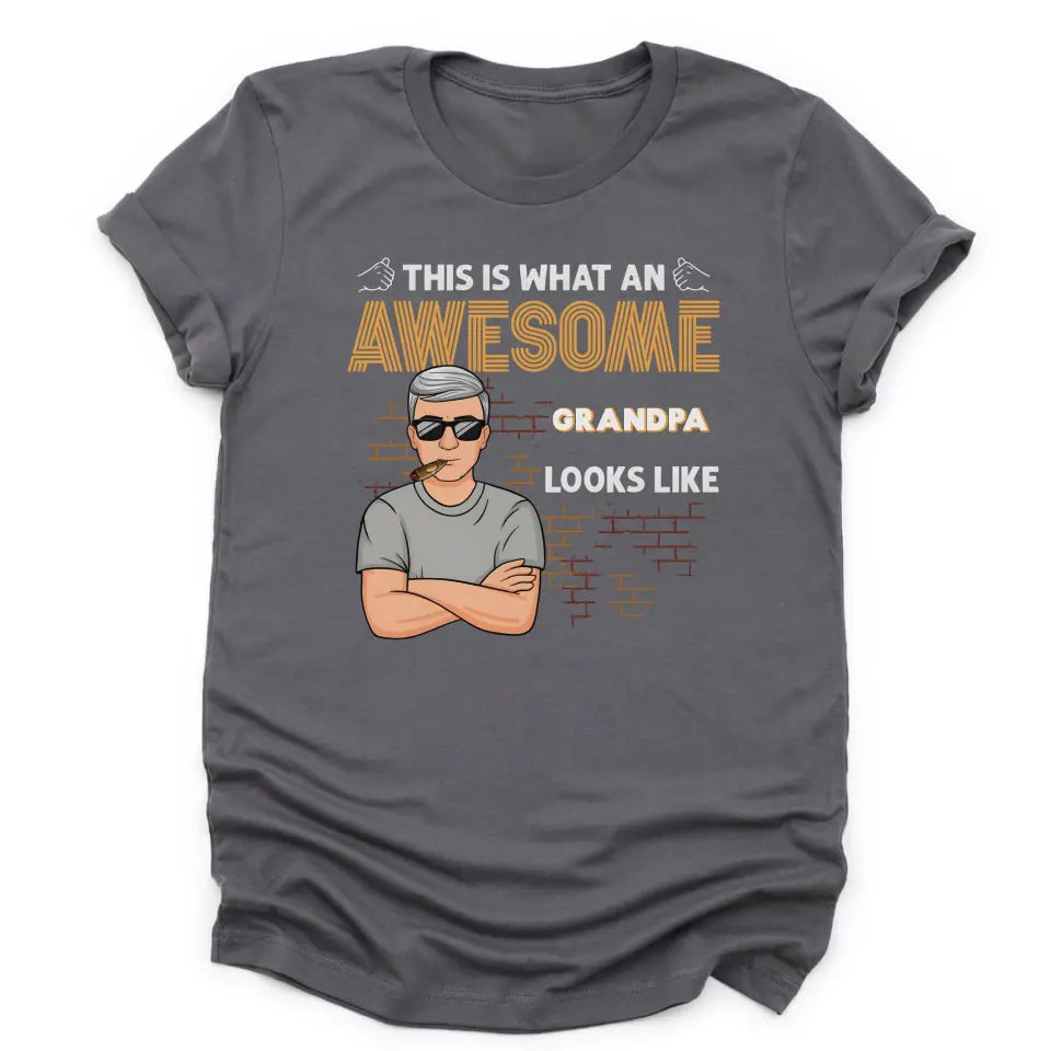 T-Shirt-Awesome Dad/Grandpa - Personalized Unisex T-Shirt for Men | Grandpa Gift | Dad Shirt-Unisex T-Shirt-Asphalt-JackNRoy