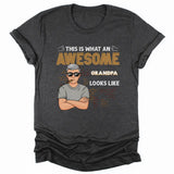 T-Shirt-Awesome Dad/Grandpa - Personalized Unisex T-Shirt for Men | Grandpa Gift | Dad Shirt-Unisex T-Shirt-Dark Grey Heather-JackNRoy