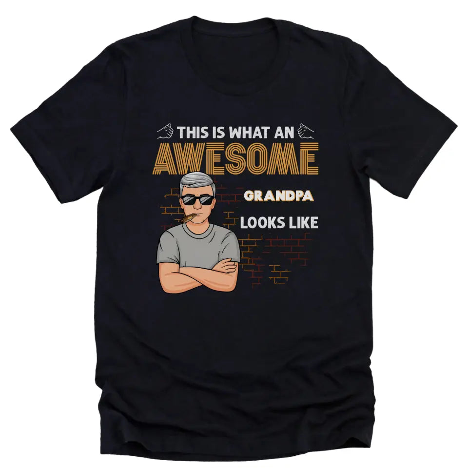 T-Shirt-Awesome Dad/Grandpa - Personalized Unisex T-Shirt for Men | Grandpa Gift | Dad Shirt-Unisex T-Shirt-Black-JackNRoy