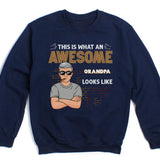 T-Shirt-Awesome Dad/Grandpa - Personalized Unisex T-Shirt for Men | Grandpa Gift | Dad Shirt-Unisex Sweatshirt-Navy-JackNRoy