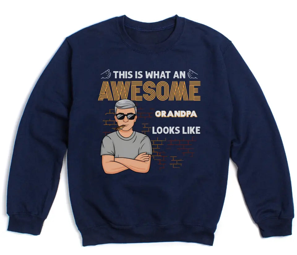 T-Shirt-Awesome Dad/Grandpa - Personalized Unisex T-Shirt for Men | Grandpa Gift | Dad Shirt-Unisex Sweatshirt-Navy-JackNRoy