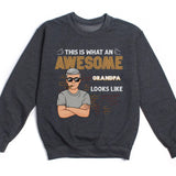 T-Shirt-Awesome Dad/Grandpa - Personalized Unisex T-Shirt for Men | Grandpa Gift | Dad Shirt-Unisex Sweatshirt-Dark Heather-JackNRoy