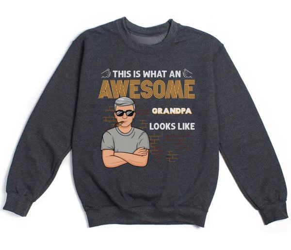 T-Shirt-Awesome Dad/Grandpa - Personalized Unisex T-Shirt for Men | Grandpa Gift | Dad Shirt-Unisex Sweatshirt-Dark Heather-JackNRoy