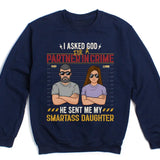 T-Shirt-Partners In Crime (Daughter) - Personalized T-Shirt for Dad | Gifts for Dad | Dad Shirts-Unisex Sweatshirt-Navy-JackNRoy