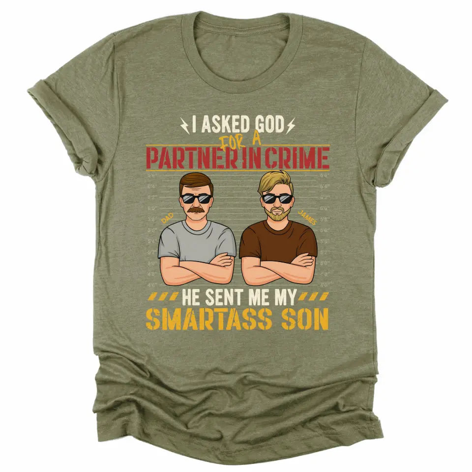 T-Shirt-Partners In Crime (Son) - Personalized Unisex T-Shirt for Dad | Dad Shirt | Dad Gift-Unisex T-Shirt-Heather Olive-JackNRoy