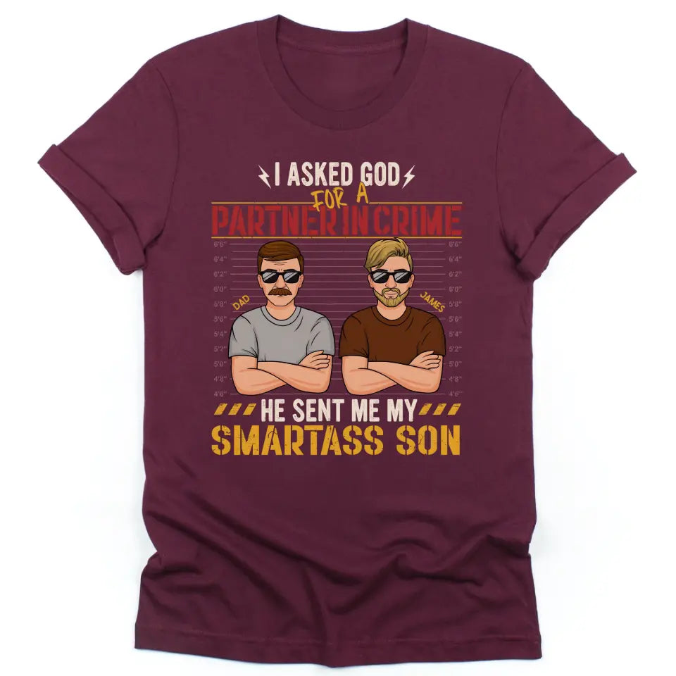 T-Shirt-Partners In Crime (Son) - Personalized Unisex T-Shirt for Dad | Dad Shirt | Dad Gift-Unisex T-Shirt-Maroon-JackNRoy