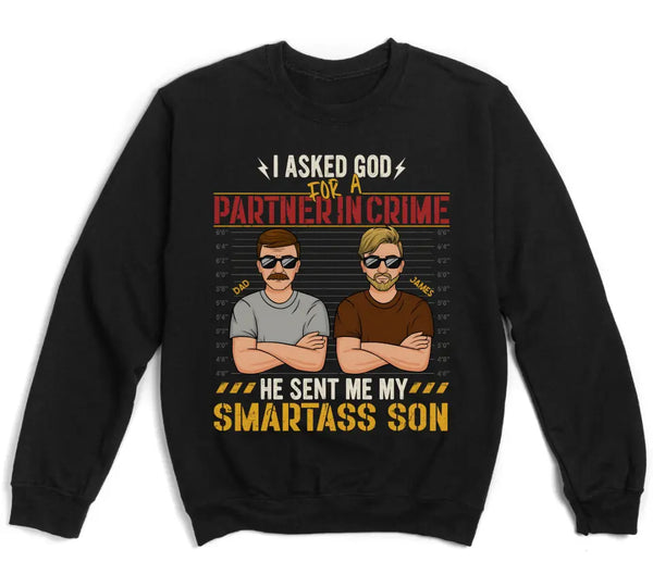 T-Shirt-Partners In Crime (Son) - Personalized Unisex T-Shirt for Dad | Dad Shirt | Dad Gift-Unisex Sweatshirt-Black-JackNRoy