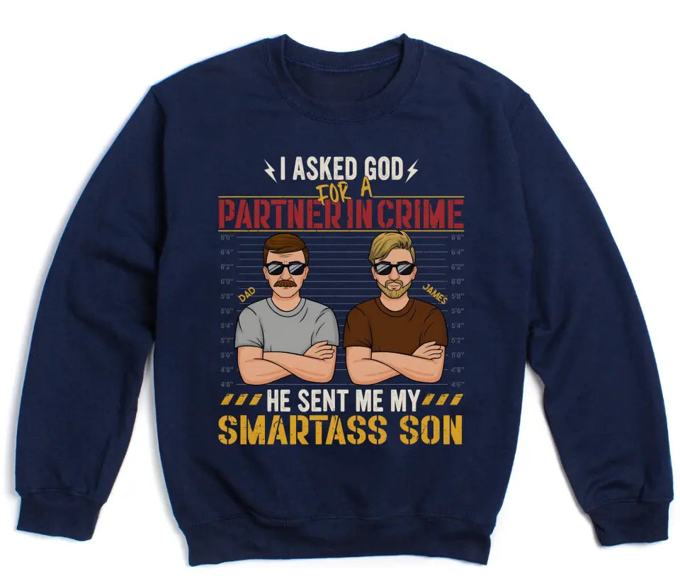 T-Shirt-Partners In Crime (Son) - Personalized Unisex T-Shirt for Dad | Dad Shirt | Dad Gift-Unisex Sweatshirt-Navy-JackNRoy