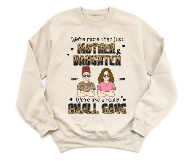 T-Shirt-Mother & Daughter, Small Gang - Personalized T-Shirt for Her | Mom Gift | Daughter Gift-Unisex Sweatshirt-Sand-JackNRoy