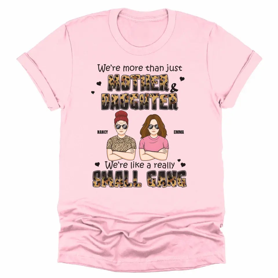 T-Shirt-Mother & Daughter, Small Gang - Personalized T-Shirt for Her | Mom Gift | Daughter Gift-Unisex T-Shirt-Pink-JackNRoy