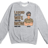 T-Shirt-Legend, Wife, Mom - Personalized Unisex T-Shirt | Mom Shirt | Gift For Mom | Wife Gifts-Unisex Sweatshirt-Sport Grey-JackNRoy