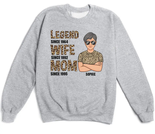 T-Shirt-Legend, Wife, Mom - Personalized Unisex T-Shirt | Mom Shirt | Gift For Mom | Wife Gifts-Unisex Sweatshirt-Sport Grey-JackNRoy