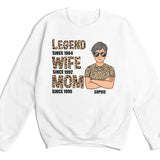 T-Shirt-Legend, Wife, Mom - Personalized Unisex T-Shirt | Mom Shirt | Gift For Mom | Wife Gifts-Unisex Sweatshirt-White-JackNRoy