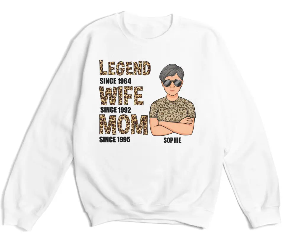 T-Shirt-Legend, Wife, Mom - Personalized Unisex T-Shirt | Mom Shirt | Gift For Mom | Wife Gifts-Unisex Sweatshirt-White-JackNRoy