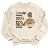 T-Shirt-Legend, Wife, Mom - Personalized Unisex T-Shirt | Mom Shirt | Gift For Mom | Wife Gifts-Unisex Sweatshirt-Sand-JackNRoy