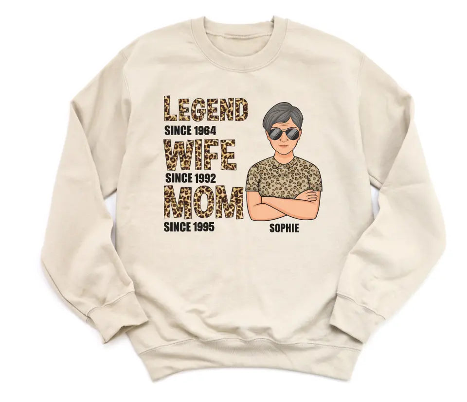 T-Shirt-Legend, Wife, Mom - Personalized Unisex T-Shirt | Mom Shirt | Gift For Mom | Wife Gifts-Unisex Sweatshirt-Sand-JackNRoy