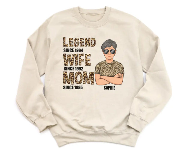 T-Shirt-Legend, Wife, Mom - Personalized Unisex T-Shirt | Mom Shirt | Gift For Mom | Wife Gifts-Unisex Sweatshirt-Sand-JackNRoy