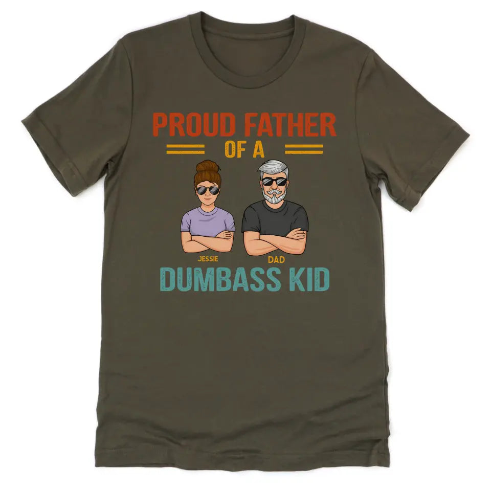 Shirts & Tops-Proud Father - Personalized Unisex T-Shirt | Dad Shirt | Father's Day Gift-Unisex T-Shirt-Army-JackNRoy