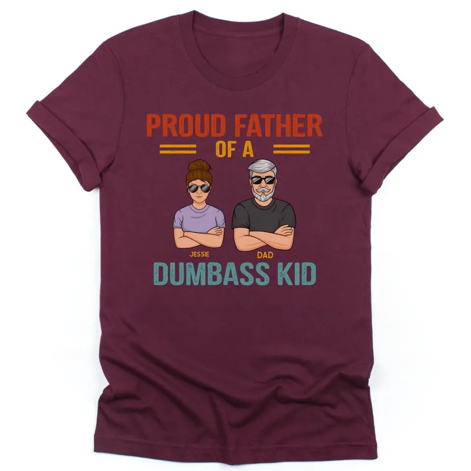 Shirts & Tops-Proud Father - Personalized Unisex T-Shirt | Dad Shirt | Father's Day Gift-Unisex T-Shirt-Maroon-JackNRoy