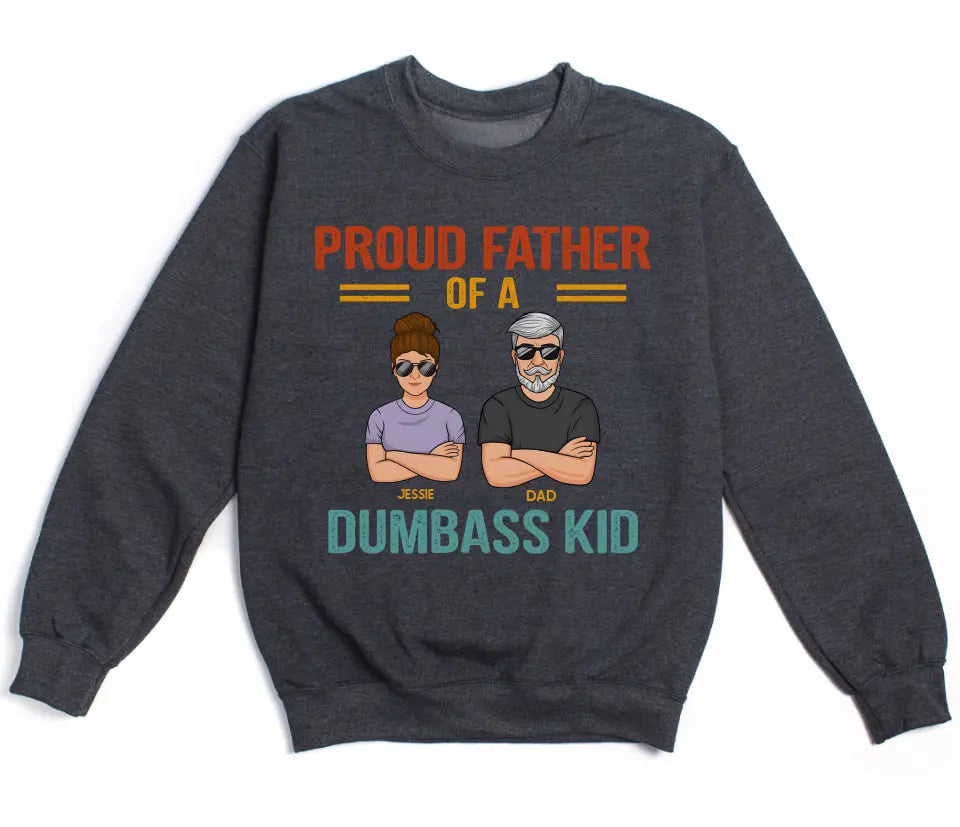 Shirts & Tops-Proud Father - Personalized Unisex T-Shirt | Dad Shirt | Father's Day Gift-Unisex Sweatshirt-Dark Heather-JackNRoy