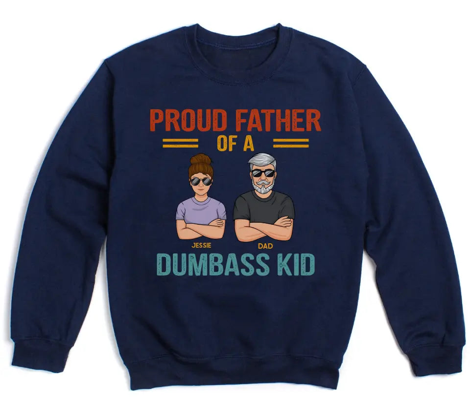 Shirts & Tops-Proud Father - Personalized Unisex T-Shirt | Dad Shirt | Father's Day Gift-Unisex Sweatshirt-Navy-JackNRoy