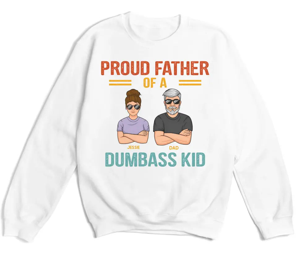 Shirts & Tops-Proud Father - Personalized Unisex T-Shirt | Dad Shirt | Father's Day Gift-Unisex Sweatshirt-White-JackNRoy