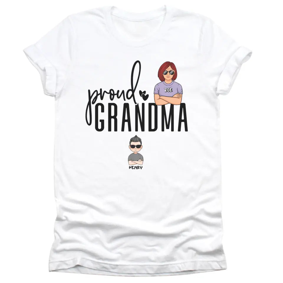 T-Shirt-Proud Grandma - Personalized Unisex T-Shirt | Grandmother T-Shirt | Grandma Gift-Unisex T-Shirt-White-JackNRoy