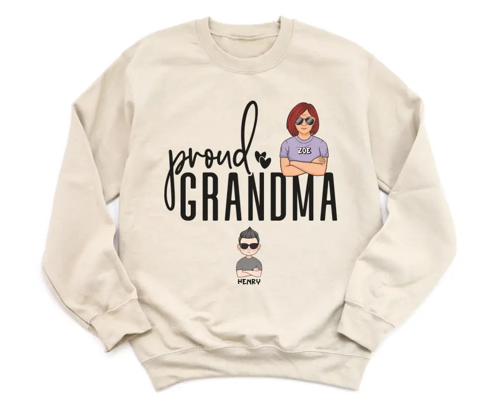 T-Shirt-Proud Grandma - Personalized Unisex T-Shirt | Grandmother T-Shirt | Grandma Gift-Unisex Sweatshirt-Sand-JackNRoy