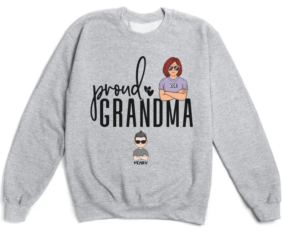 T-Shirt-Proud Grandma - Personalized Unisex T-Shirt | Grandmother T-Shirt | Grandma Gift-Unisex Sweatshirt-Sport Grey-JackNRoy