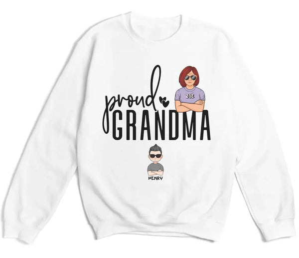 T-Shirt-Proud Grandma - Personalized Unisex T-Shirt | Grandmother T-Shirt | Grandma Gift-Unisex Sweatshirt-White-JackNRoy